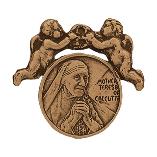 Vintage Bronze Mother Teresa of Calcutta Medal with Angels