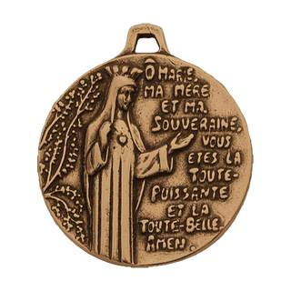 Vintage Bronze O Marie Prayer Medal with Crown of Stars