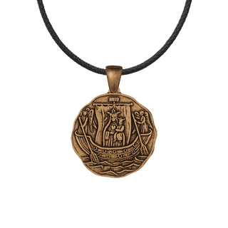 Vintage Bronze Our Lady of Boulogne Medal, Ship and Angels