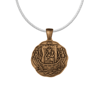Vintage Bronze Our Lady of Boulogne Medal, Ship and Angels