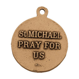 Vintage Bronze St. Michael the Archangel Medal — reverse