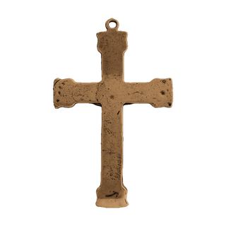 Vintage Bronze Crucifix with Lily Tips — reverse