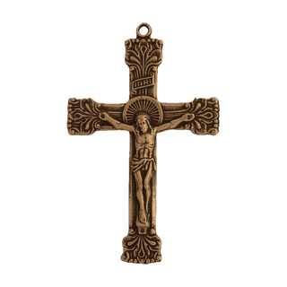 Vintage Bronze Crucifix with Lily Tips