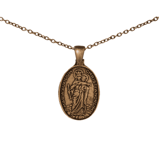Vintage Bronze Mary Help of Christians Oval Medal