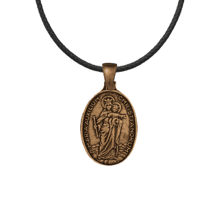 Vintage Bronze Mary Help of Christians Oval Medal