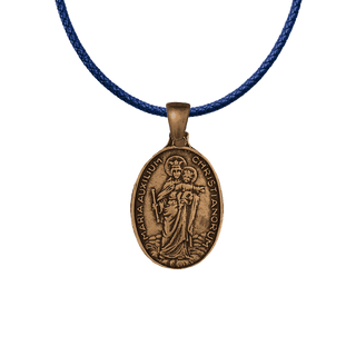 Vintage Bronze Mary Help of Christians Oval Medal