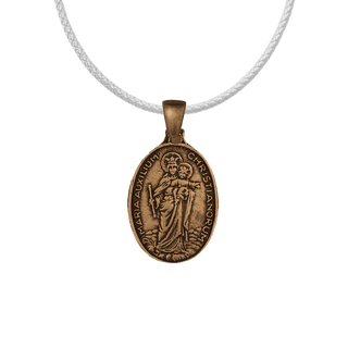 Vintage Bronze Mary Help of Christians Oval Medal