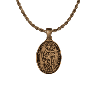 Vintage Bronze Mary Help of Christians Oval Medal