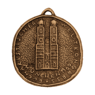 Vintage Bronze Agnus Dei Medal, Munich Eucharistic Congress — reverse