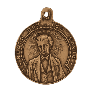 Vintage Bronze Dominic Savio and St. John Bosco Medal