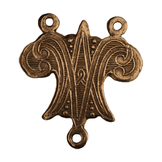 Vintage Bronze Ave Maria Monogram Rosary Center