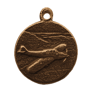 Vintage Bronze Our Lady of Loreto Medal with Aeroplane — reverse