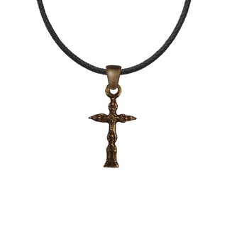 Vintage Bronze Tiny Cross with Encrusted Relief