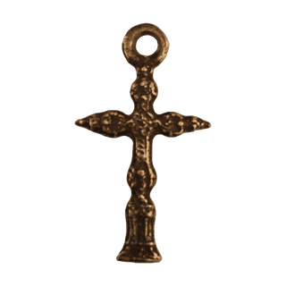 Vintage Bronze Tiny Cross with Encrusted Relief