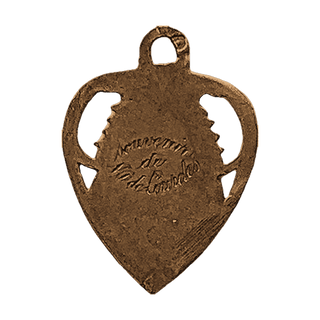 Vintage Bronze Our Lady of Lourdes Heart Medal — reverse
