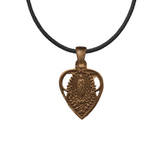 Vintage Bronze Our Lady of Lourdes Heart Medal