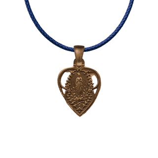 Vintage Bronze Our Lady of Lourdes Heart Medal