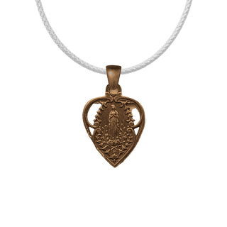 Vintage Bronze Our Lady of Lourdes Heart Medal