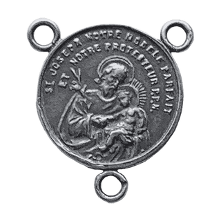 Vintage Sterling Silver St. Joseph and Sacred Hearts Rosary Center