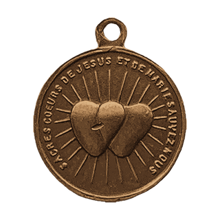 Vintage Bronze St. Joseph and the Sacred Hearts Medal — reverse