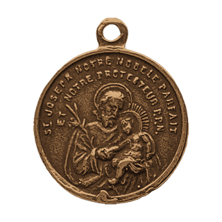 Vintage Bronze St. Joseph and the Sacred Hearts Medal