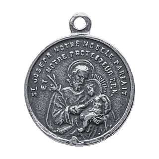 Vintage Sterling Silver St. Joseph and the Sacred Hearts Medal