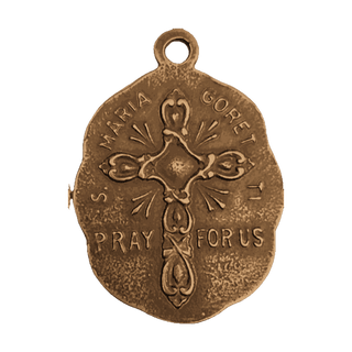 Vintage Bronze St. Maria Goretti Medal, Two Sided - reverse