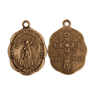 Vintage Bronze St. Maria Goretti Medal, Two Sided