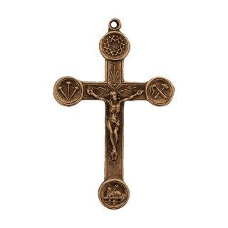 Vintage Bronze Crucifix with Instruments of the Passion