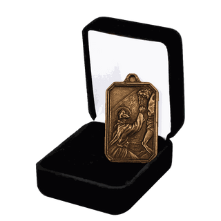 Vintage Bronze St. Francis Embracing the Crucified Medal
