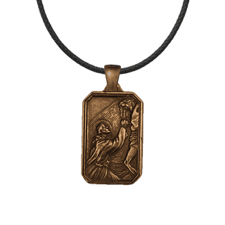 Vintage Bronze St. Francis Embracing the Crucified Medal