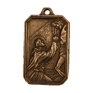 Vintage Bronze St. Francis Embracing the Crucified Medal