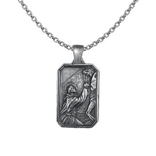 Vintage White Bronze St. Francis Embracing the Crucified Medal