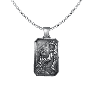 Vintage White Bronze St. Francis Embracing the Crucified Medal