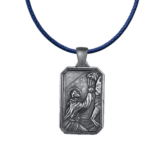 Vintage White Bronze St. Francis Embracing the Crucified Medal