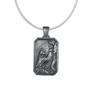 Vintage White Bronze St. Francis Embracing the Crucified Medal