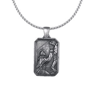 Vintage White Bronze St. Francis Embracing the Crucified Medal