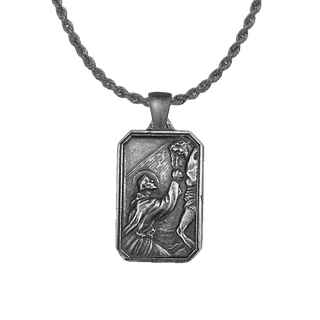Vintage White Bronze St. Francis Embracing the Crucified Medal