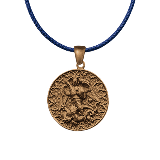 Vintage Bronze Large St. Michael Medal with Scrolled Border