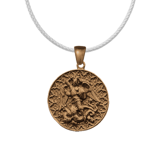 Vintage Bronze Large St. Michael Medal with Scrolled Border