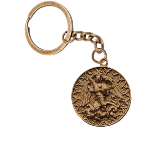 Vintage Bronze Large St. Michael Medal with Scrolled Border
