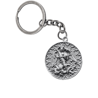 Vintage White Bronze Large St. Michael Medal with Scrolled Border