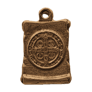 Vintage Bronze St. Benedict Scroll Medal — reverse