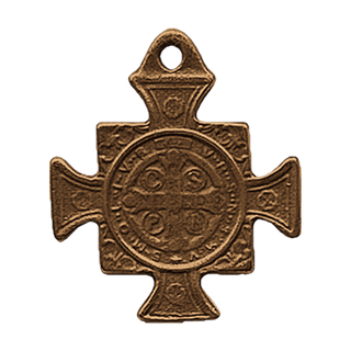 Vintage Bronze St. Benedict Cross Medal with Medallion — reverse