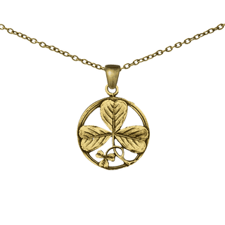 Vintage Yellow Bronze Shamrock Medal, St. Patrick and the Trinity