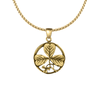 Vintage Yellow Bronze Shamrock Medal, St. Patrick and the Trinity