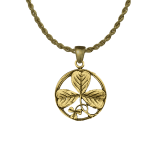 Vintage Yellow Bronze Shamrock Medal, St. Patrick and the Trinity