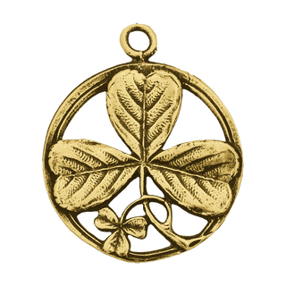 Vintage Yellow Bronze Shamrock Medal, St. Patrick and the Trinity