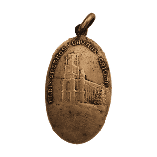 Vintage Bronze St. Cecilia Medal with Cathedral of Albi — reverse