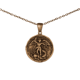 Vintage Bronze St. Michael the Archangel Medal with Scales